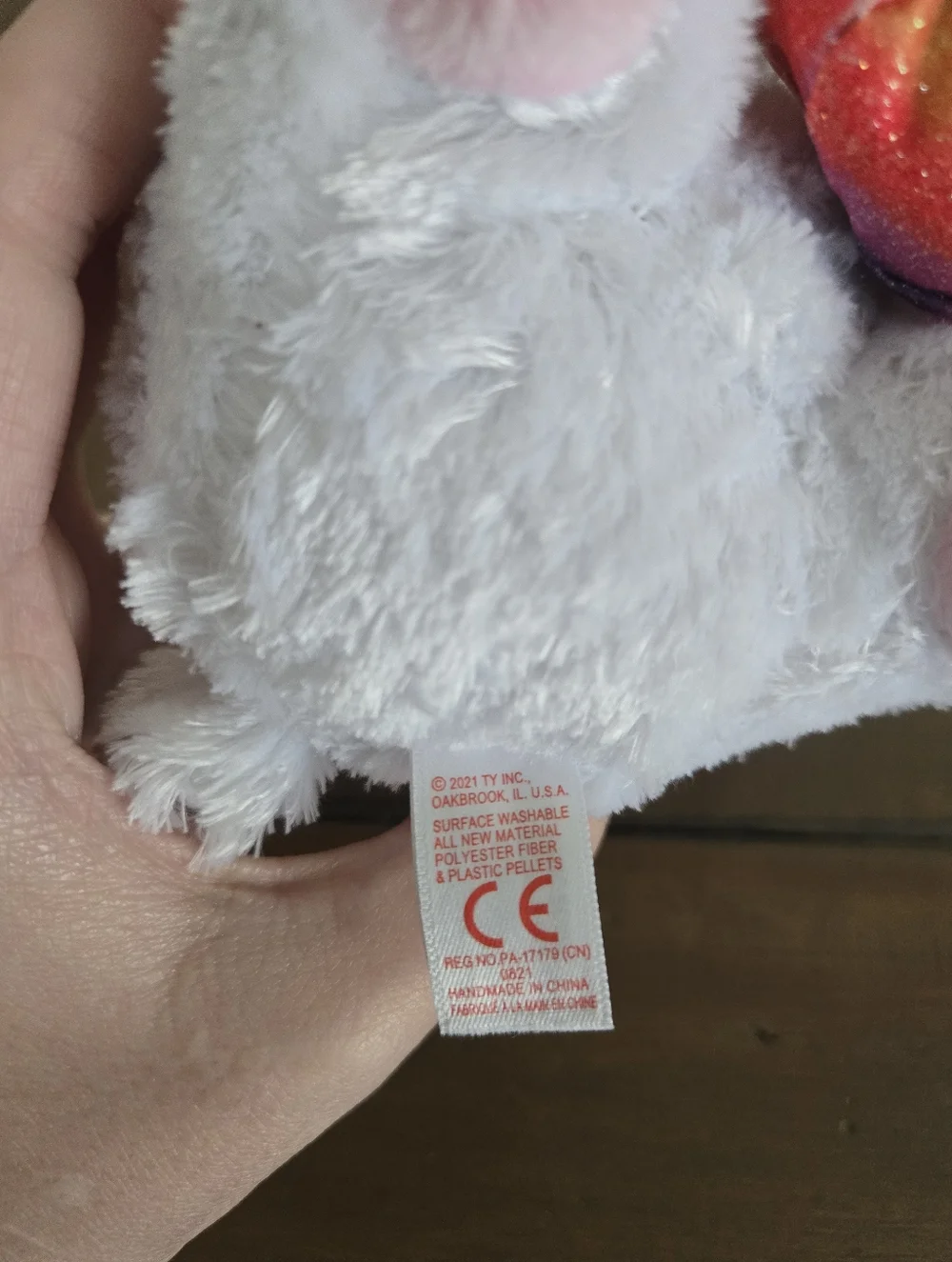 Plush Ty Silk 2021 White & Pink Easter Bunny Sunday